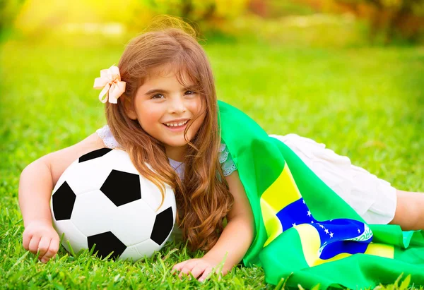 Joven fanático del fútbol alegre — Foto de Stock