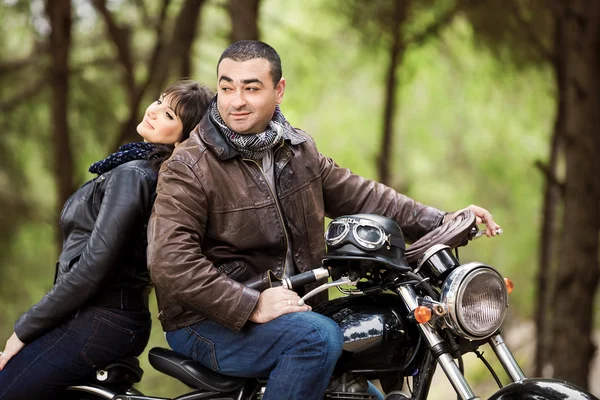 Posing on modern bike — Stock Photo, Image