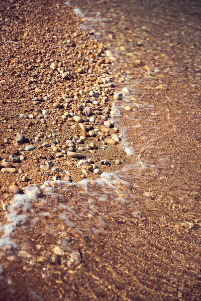 Beautiful Abstract Natural Background Little Wave Stony Seashore Summer Vacation — Fotografia de Stock