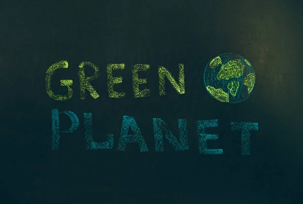 Conceptual Photo Environmental Protection Dark Background Written Words Green Planet — Foto Stock