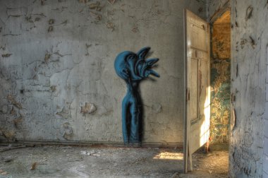 Graffiti in an abandoned hospital clipart
