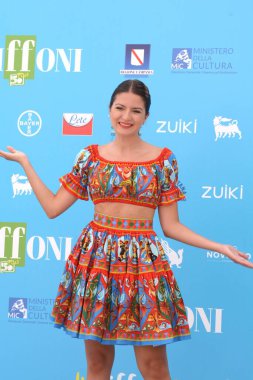 GiFFONI VALLE PIANA, İtalya - 28 Temmuz 2021: Sofya Scalia Giffoni Film Festivali 50 Plus - 28 Temmuz 2021 Giffoni Valle Piana, İtalya.