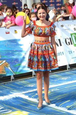 GiFFONI VALLE PIANA, İtalya - 28 Temmuz 2021: Sofya Scalia Giffoni Film Festivali 50 Plus - 28 Temmuz 2021 Giffoni Valle Piana, İtalya.