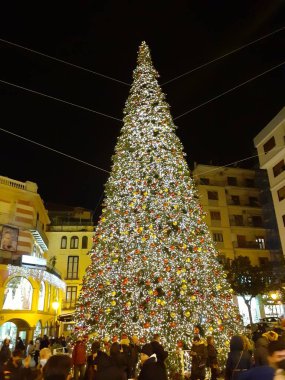 İtalya: Salerno 'daki Noel Ağacı manzarası, 5 Aralık 2021.
