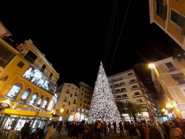 Italia Veduta Dell Albero Natale Salerno Dicembre 2021 — Foto Stock