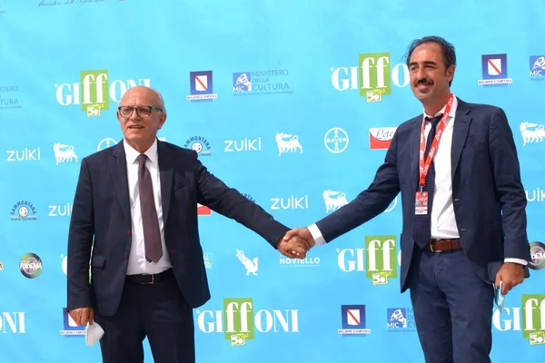 Giffoni Film Festivali 50 Plus 'ta 30 Temmuz 2021' de Giffoni Valle Piana, İtalya 'da Claudio Gubitosi ve Stefano Pisani.