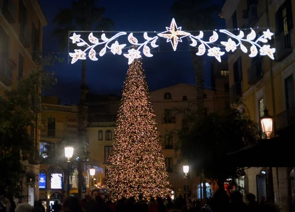 İtalya: Salerno 'daki Noel Ağacı manzarası, 8 Aralık 2021.