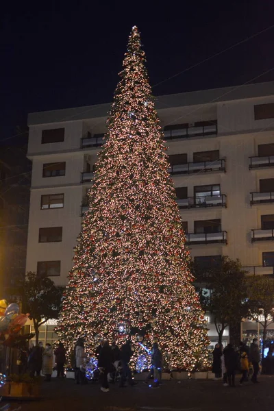 Italy View Christmas Tree Salerno December 2021 — Stock Photo, Image