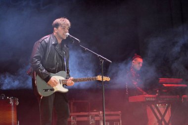 GIFFONI VALLE PIANA - 30 Nisan 2022: Antonio Fiordispino, Alex Fiordispino ve Daniele Mona Verde Giffoni 'deki Kolorlar' dan, 30 Nisan 2022 'de İtalya' nın Giffoni Valle Piana kentinde.