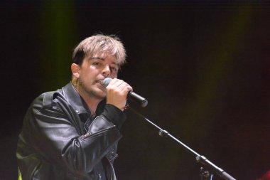 GIFFONI VALLE PIANA - 30 Nisan 2022: Antonio Fiordispino, Alex Fiordispino ve Daniele Mona Verde Giffoni 'deki Kolorlar' dan, 30 Nisan 2022 'de İtalya' nın Giffoni Valle Piana kentinde.