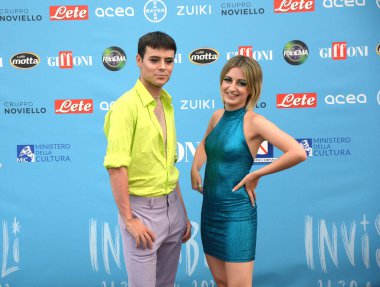 GIFFONI VALLE PIANA,ITALY - July 27,2022: Manuel Priori and Arianna Stella aka Arienne Makeup at Giffoni Film Festival 2022 - on July 27, 2022 in Giffoni Valle Piana, Italy.