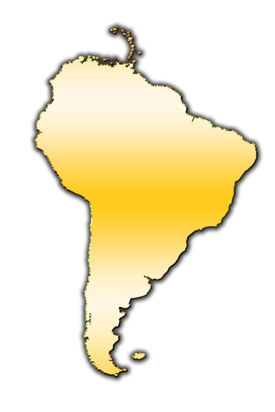 Outline map of South America covered with gradient