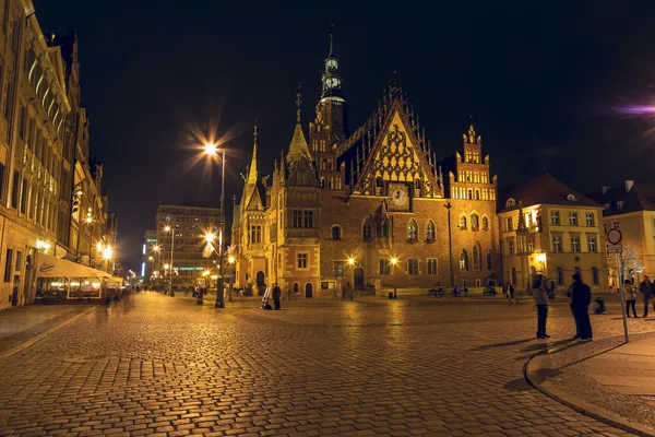 İyi geceler, wroclaw tarafından eski Belediye Binası — Stok fotoğraf