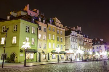 Townhouses castle Square, gece, Varşova