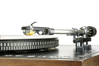 Phonograph cartridge, mounted to the tonearm clipart