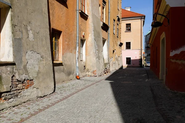 Lublin Polen September 2021 Den Asfalterade Gatan Gamla Stan Ledig — Stockfoto