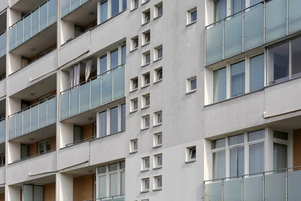 Warsaw Poland October 2021 Fragment Facade Contemporary Residential Building Which — Stock Photo, Image