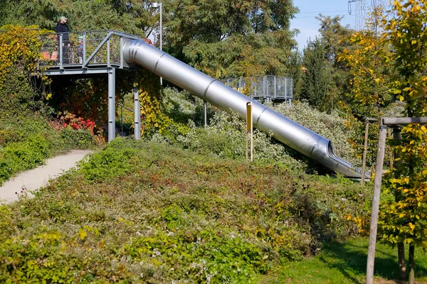 Varsovia Polonia Octubre 2021 Instalado Tubo Deslizante Para Niños Parque — Foto de Stock