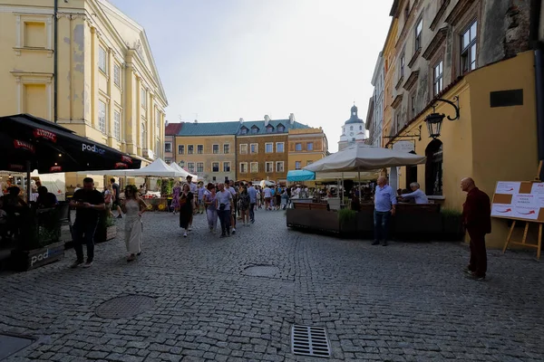 Lublin Polen September 2021 Het Oude Stadsplein Waar Het Culinaire — Stockfoto