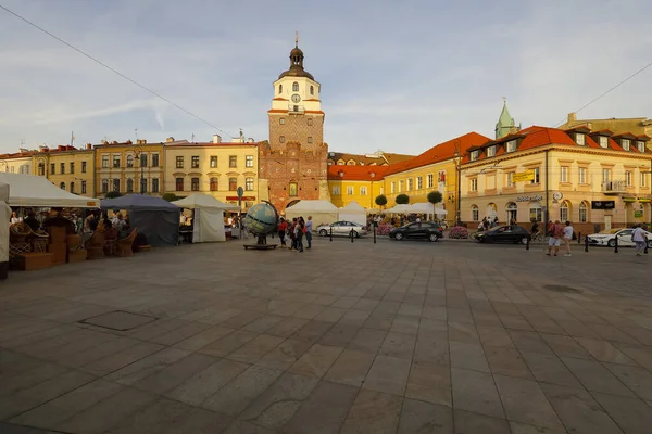 Lublin Polska Września 2021 Zmierzchu Słynna Brama Krakowska Prowadząca Stare — Zdjęcie stockowe