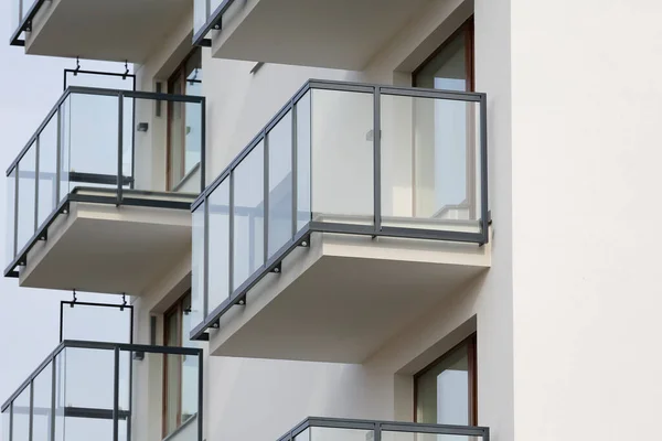 Warsaw Poland October 2021 Part Apartment Building Showing Facade Balconies — Stock Photo, Image