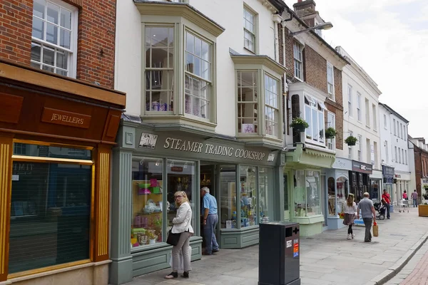 Chichester England June 2010 Shop Windows Traditional Buildings Ground Floor — Fotografia de Stock