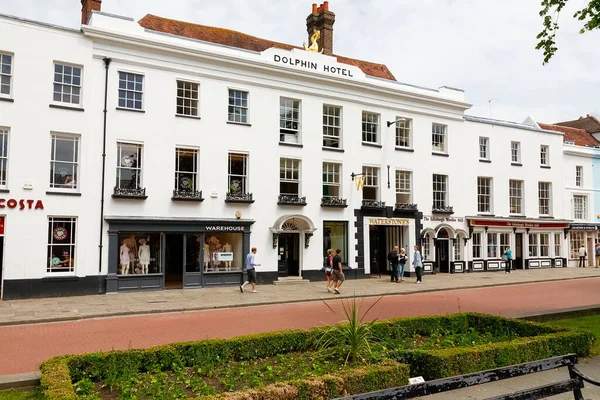 Chichester England June 2010 Shop Windows Building White Facade Located — Fotografia de Stock