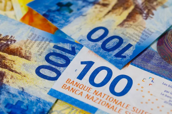 Swiss Money Several Swiss Franc Notes Have Been Placed Next — Stock Photo, Image