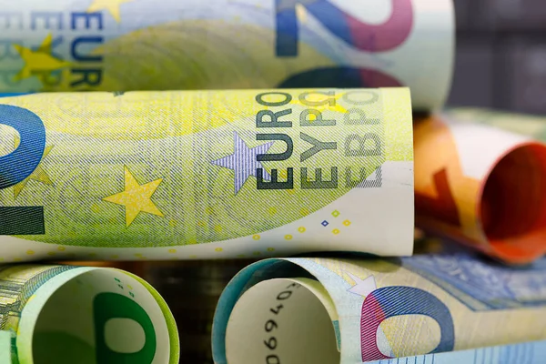 Uma Pilha Notas União Europeia Notas Euro Não São Feitas — Fotografia de Stock