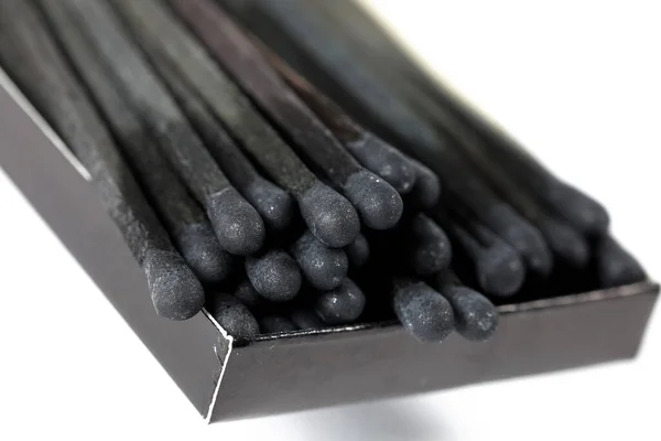Dozen Black Matches Visible Black — Stock Photo, Image