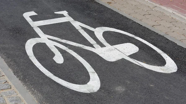Newly Built Marked One Way Lane Bike Users — Fotografia de Stock