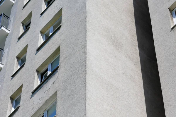 Close Fragmento Parede Frente Edifício Típico Arranha Céus Como Muitos — Fotografia de Stock