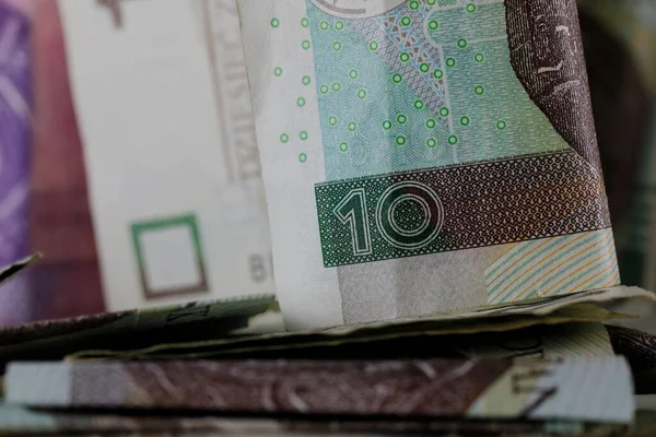 Dinero Polaco Los Billetes Zloty Polacos Colocados Uno Lado Del — Foto de Stock