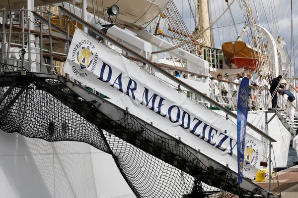 Gdynia Poland May 2022 Tall Ship Dar Mlodziezy Moored Wharf — Fotografia de Stock