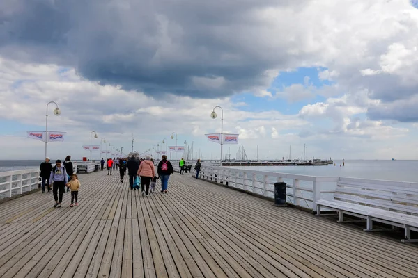 Sopot Polônia Maio 2022 Cais Localizado Golfo Gdask Mar Báltico — Fotografia de Stock