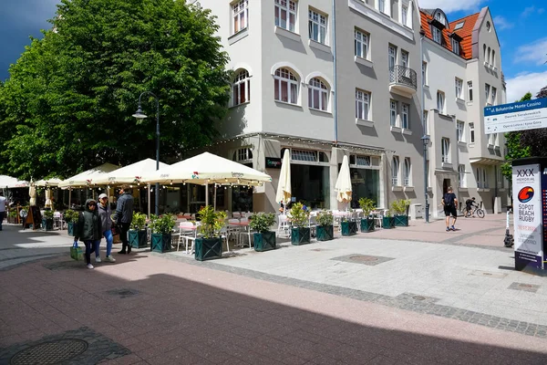 Sopot Poland May 2022 Residential Building Restaurant Ground Floor View — 스톡 사진