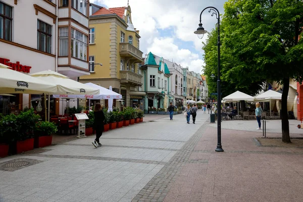 Sopot Poland May 2022 Residential Buildings Boulevard Several People Walking — 스톡 사진