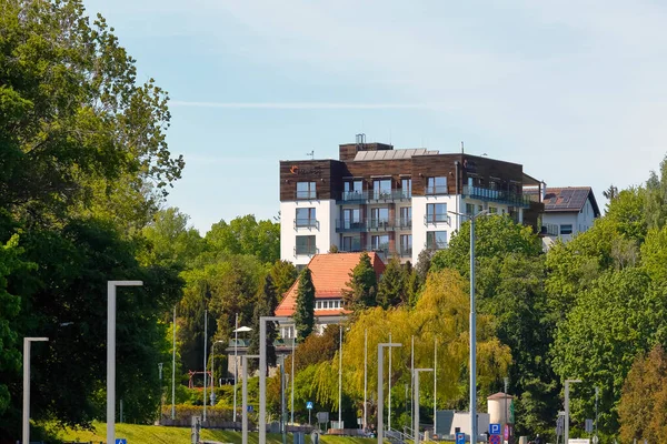 Gdynia Poland May 2022 Buildings Hotels Lot Lush Greenery Close — Stock Photo, Image