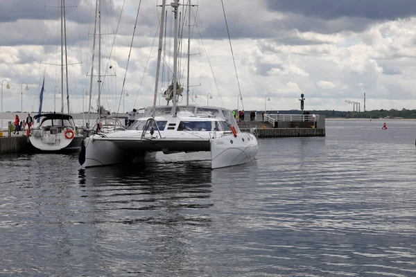 Sopot Poland May 2022 Two Hull Sailing Yacht Returns Its — Fotografia de Stock