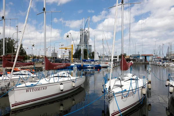 Gdynia Poland June 2022 Sailboats Moored Marina Located Southern Pier — Fotografia de Stock
