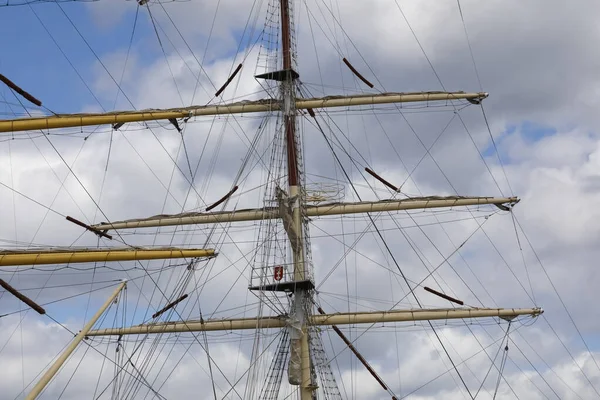 Gdynia Poland May 2022 Fragment Three Masts Sailing Ship Rigging — Fotografia de Stock