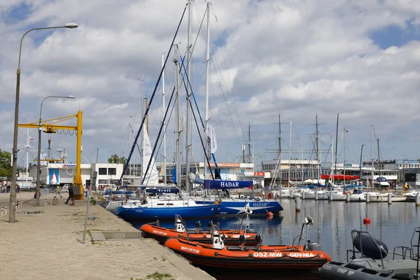 Gdynia Poland June 2022 Various Boats Motorboats Sailboats Moored Marina — Stockfoto