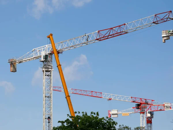 Gdynia Poland June 2022 Tall Construction Cranes Construction Site New — Foto de Stock