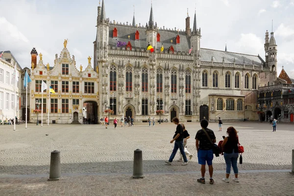 Brujas Bélgica Septiembre 2022 Gran Edificio Con Fachada Decorativa Ayuntamiento —  Fotos de Stock