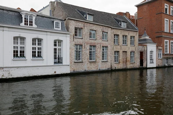 Bruges Belgium September 2022 Various Buildings Canal Visible Row Here — Stock Photo, Image