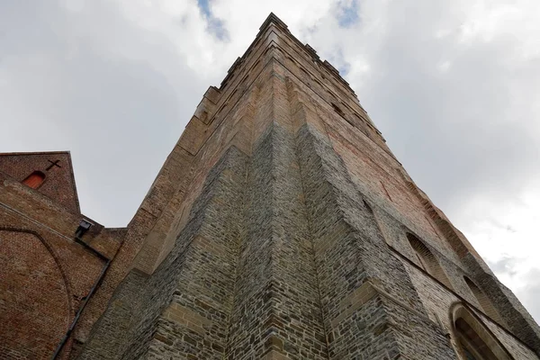 Brujas Bélgica Septiembre 2022 Alta Imponente Torre Ladrillo Forma Parte — Foto de Stock