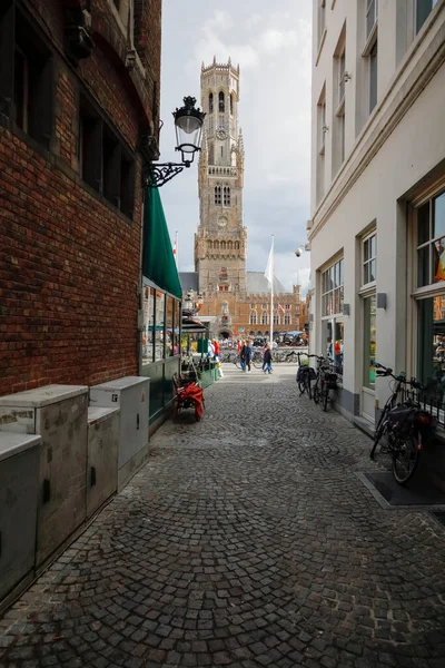 Brugge België September 2022 Het Middeleeuwse Stadscentrum Wordt Gedomineerd Door — Stockfoto
