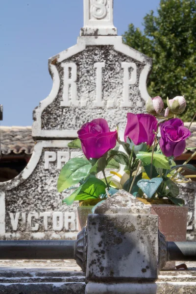 Oude begraafplaats met graniet sculpturen — Stockfoto