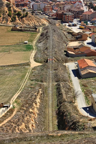 Tren rayları görünümü yukarıdaki — Stok fotoğraf