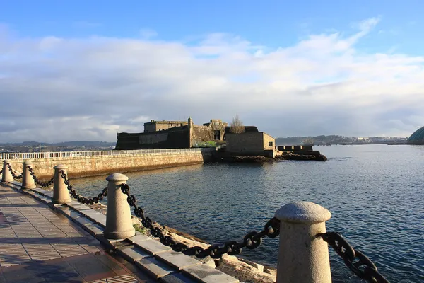 Promenade at sunset in Coruna, Spain — Stock Photo, Image